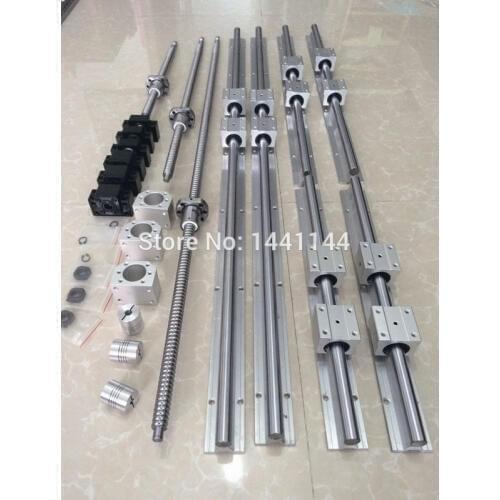 RU Delivery SBR 16 linear guide Rail 6 set SBR16 - 300/700/1100mm + ballscrew set SFU1605 - 350/750/1150mm + BK/BF12 CNC parts