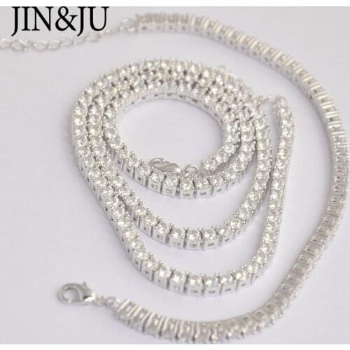 JIN&JU Imitate Diamonds Chains Necklaces Luxury Quality Bracelets Set For Men Women Charms Cubic Zirconia Hot Selling Jewelry