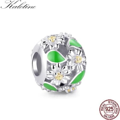 KALETINE Good Luck Original 925 Sterling Silver Flower Eropean Beads Fashion Jewelry Womens Accessories Charms Bracelet