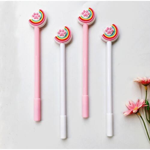 2pc Rainbow Cat Paw Gel Pen Kawaii Black Signature Pen Child Student Office School Supplies Stationery Cartoon Promotional Pen