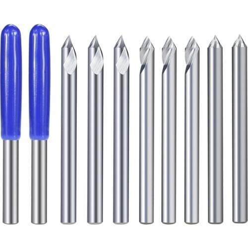 Engraving bit 3.175mm shank end mill 20/30/45/60 degrees tip 0.1 0.2 0.3mm carbide 3d milling bit