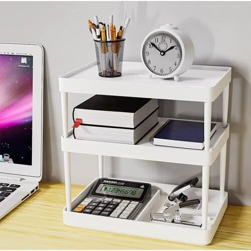 Multi Double Three Layer Storage Shelf Plastic Desktop Storage Rack Detachable Bathroom Kitchen Cabinet Makeup Organizer Holder