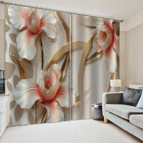 Beautiful Photo Fashion Customized 3D Curtains relief flower curtains 3D Window Curtain For Living Room office Bedroom