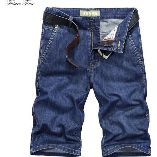 Men Jeans Pants Summer Outwear Jeans Shorts Fashion Casual Loose Plus Size 2019 Blue Denim Pants C1848