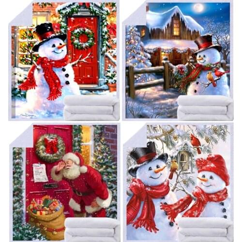 WOSTAR Soft warm flannel christmas decorative blanket 3d printed super cozy adult kids winter bed sofa bedspread throw blanket