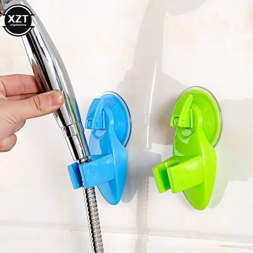 1Pc Shower Holder Plastic Bathroom Shower Head Wall Mounted Bracket Holder With Powerful Sucker Pure Color Bathroom Supplies