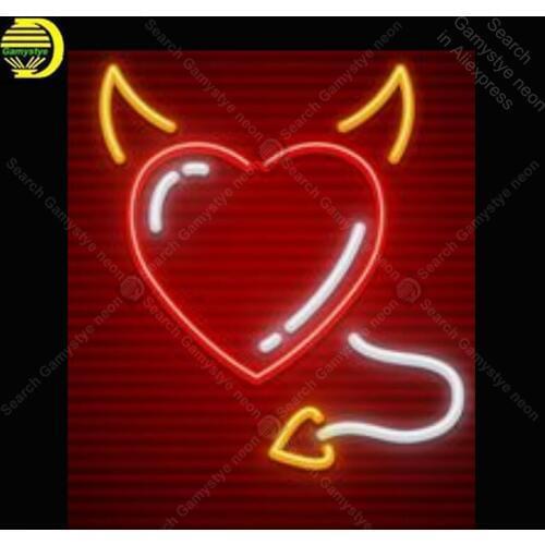 Neon light Signs Heart with horns and tail Neon Bulb sign not LED Lamp Handcraft display neon Letrero Neon enseigne lumine