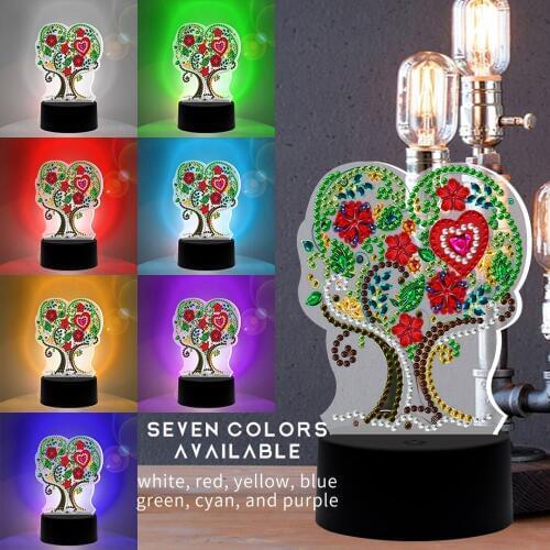 New Lamp DIY LED Diamond Painting Night Light Colorful Tree Special Shape Diamond Embroidery Cross Stitch Home Decoration