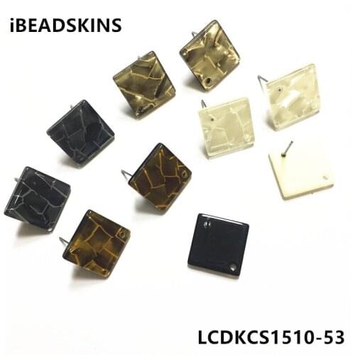 New arrival! 20x20mm 100pcs/lot rhombus-shape acrylic Imitation marble Stud earring hand made Earring Parts Jewelry DIY