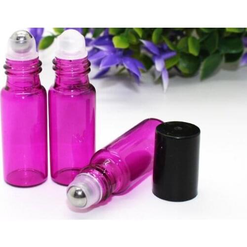 NEW Thick Green/Blue/Pink/Amber/ Black 10ml ROLL ON Empty GLASS Bottle Fragrance ESSENTIAL OIL Bottle Roller ball
