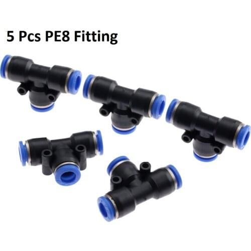 5Pcs PE8 T-junction Pneumatic Fittings Air 3 Way Quick Pneumatic Components Rapid Push Pipe Hose Connector 8mm Pneumatic Parts