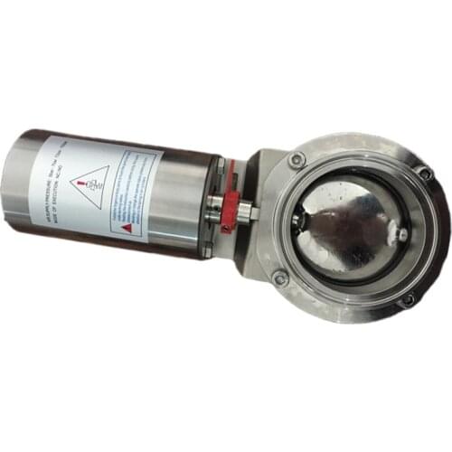 Pneumatic Actuated Butterfly Valve 4"(119mm OD) Tri Clamp Sanitary Stainless Steel 304 with Positioner