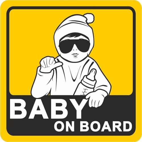 RuleMylife BABY ON BOARD warning car stickers children wearing sunglasses stickers decals anime cute car accessories decoration