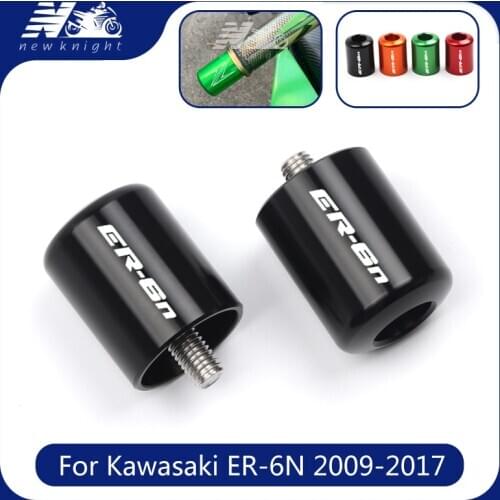 With Logo For Kawasaki ER6N ER-6N IS 6N ER6 N 2009-2017 Motorcycle Accessories CNC Aluminum Handlebar Grips End Bar Cap End Plug