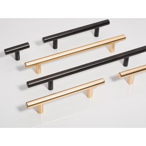 Cupboard Handles Modern Minimalist American Cabinet Door Handle Nordic Light Luxury Wardrobe Gold Black Cabinet Drawer T-hole
