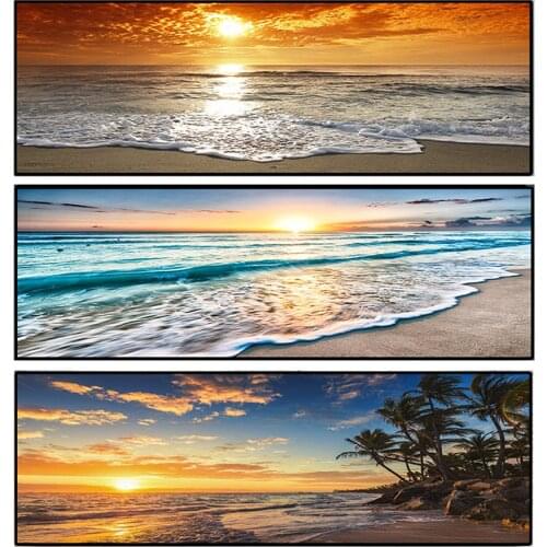Sunsets Natural Sea Beach Landscape DIY 5d full diamond painting Panorama Scandinavian Wall Art Picture for Living Room