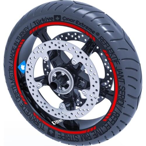 Reflective Red Dashed Rim Tape Wheel Stripes Decals Sticker CinarExtreme