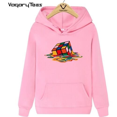 Vagarytees melting magic cube print men Hip Hop Streetwear Hoodie men cool Autumn Male Casual Hoodies