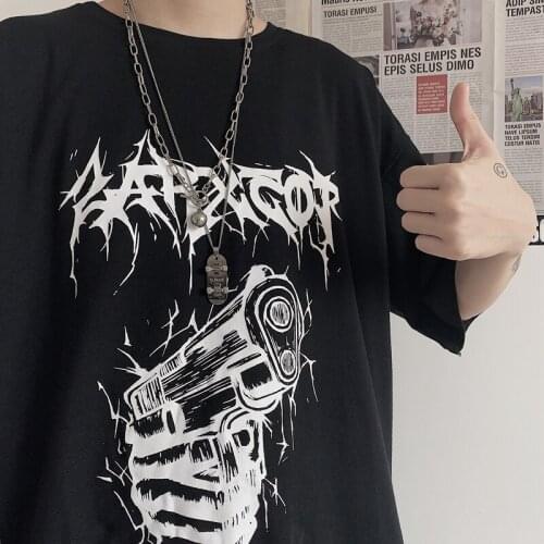 Vintage Women T-Shirt Clothes Gothic Printed Loose Tops Black Streetwear Dropshipping Harajuku Dark Demon Cotton Plus Size Tee