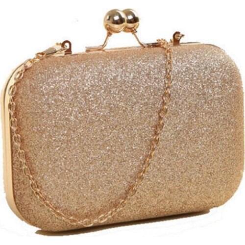Woman Evening bag Gold Glittered Hasp Clutch bags Wallet Wedding Handbags Party Banquet Girls Shoulder bag Day Clutches Purse