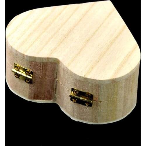 Wood Heart Shape Storage Cases Chic Art Mud Base DIY Jewelry Storage Box Wooden Crafts For Jewelry Container Accessories