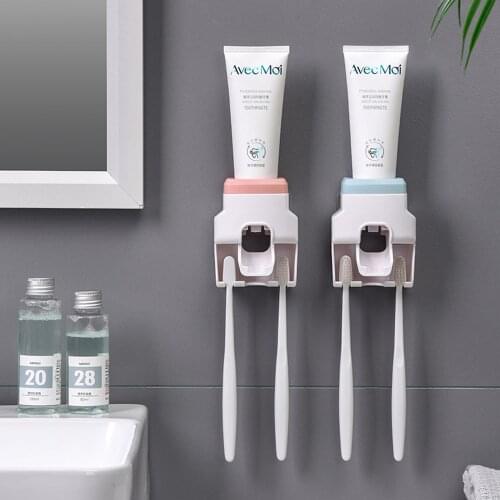 1PC Creative Wall Mount Automatic Toothpaste Dispenser Accessories Waterproof Lazy Toothpaste Squeezer Toothbrush Holder