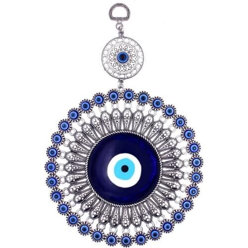 1PC Retro Blue Big Turkish Eyes Creative Living Room European Style Silver Metal Home Garden Decoration Wall Pendants