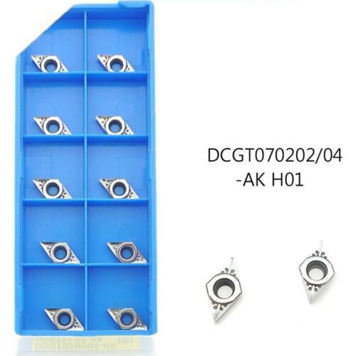 10pc DCGT070202/DCGT070204-AK H01 DCGT070208 Aluminum cutter blade Insert Cutting Tool turning tool CNC Tools