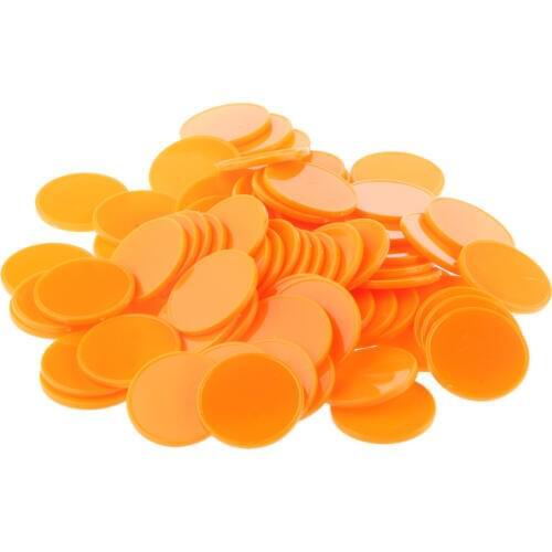 100x 25MM High Quality Non-toxic Plastic Casino Poker Chips Bingo Markers Token Fun Toy Gift Orange