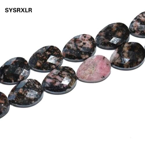 13 * 18mm Natural Faceted Black Lace Rhodonite Stone Beads Water Drop Beads For Jewelry Making DIY Bracelet Earring Accessories