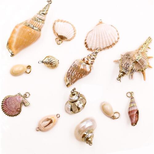 13PCS Fashion Boho Conch Shell Necklace Shells Gold Chain Necklace Seashells Pendants for Women DIY Jewelry Accessories