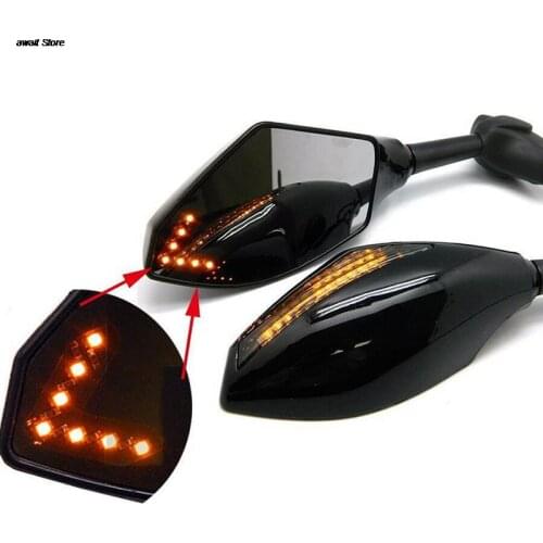 2pcs Clignotants Moto For Honda CBR 250 600 900 1000 RR LED Turn Signal Indicators Motorcycle Rearview Side Mirrors Retroviseur