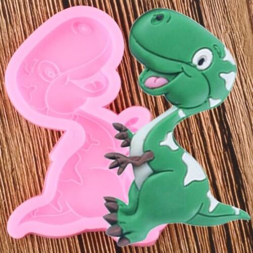 3D Dinosaur Silicone Molds DIY Cupcake Topper Fondant Cake Decorating Tools Candy Clay Chocolate Gumpaste Moulds