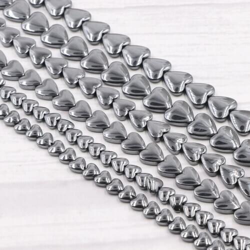 4/6/8/10mm 15inch Black Hematite Natural Stone Love Heart Loose Spacer Beads for Jewelry Making DIY Bracelet Accessories B285