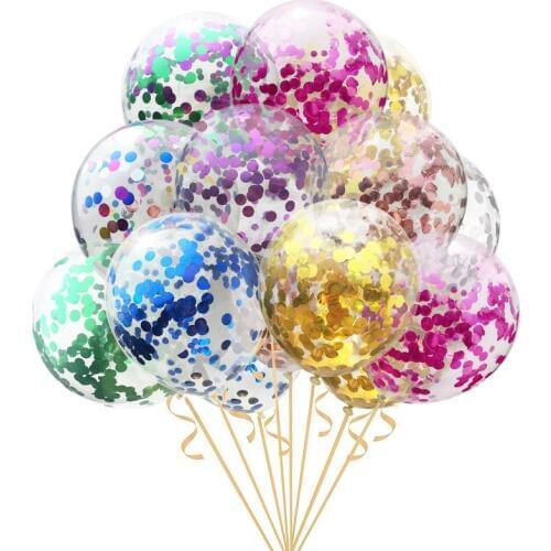 5pcs/lot 12inch Confetti Balloons Clear Latex Balloon for Birthday Party Decoration Kids Adult Wedding Engagement Globos Balloon