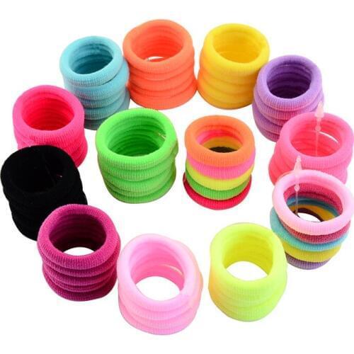 50pcs 3cm seamless fluorescent color rubber band high elastic hair rope hair ring Korean hair accessories headdress wholesale