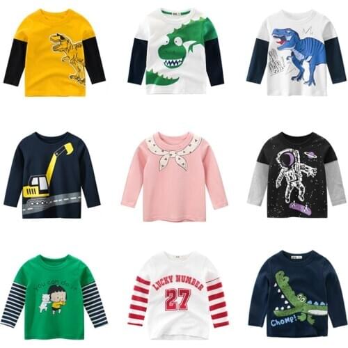 2020 childrens wear autumn new products boys' long sleeve T-shirt bottoming shirt boys' Dinosaur printed T-shirt girls' bottomi