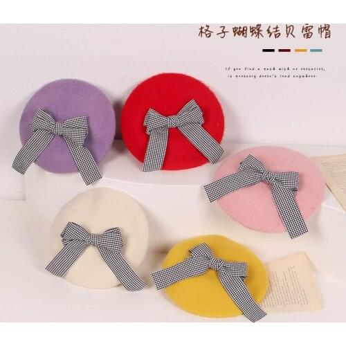 Pudcoco Toddler Baby Beret Hat French Style Winter Warm Artist Hat With Bowknot