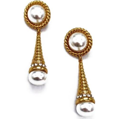 European and American vintage western antique gold crystal inlaid water drop earrings womens luxury jewelry
