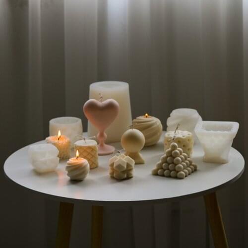 Creative DIY Candle Mold Columnar Geometric Shape Aromatherapy Handmade Soy Candle Mold Silicone Candle Making Molds Home Crafts