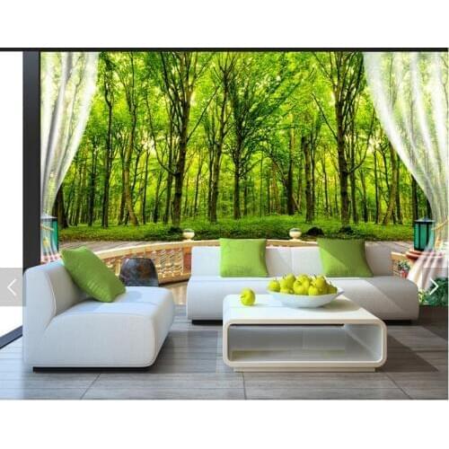 Custom photo wallpaper 3d wall mural wallpaper TV setting wall green forest scenery wall papers for living room decoration