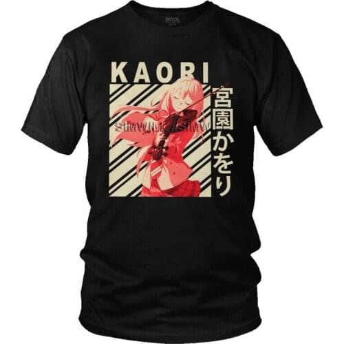 Your Lie In April Kaori Miyazono Tshirt Men Graphic Tees Top Cotton T Shirts Short Sleeve Manga Shigatsu wa Kimi no Uso T-shirt