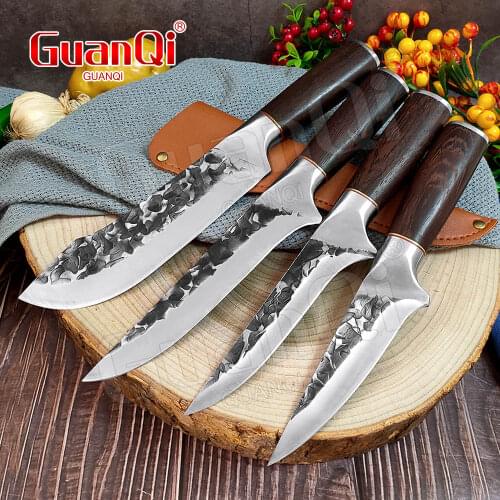 Handmade Forged Chef Knife Forged Slaughter Boning Knife Meat Cutting Knife Kitchen Knifes for Meat Bone Fruit Fish Vegetable