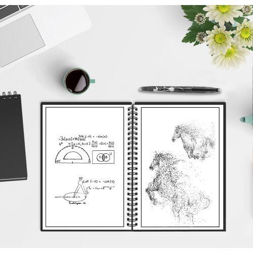 Reusable Erasable Smart Notebook with Pen Cloth for Man Woman Students Painting Drawing Learning Business Work Black Size A5 B5