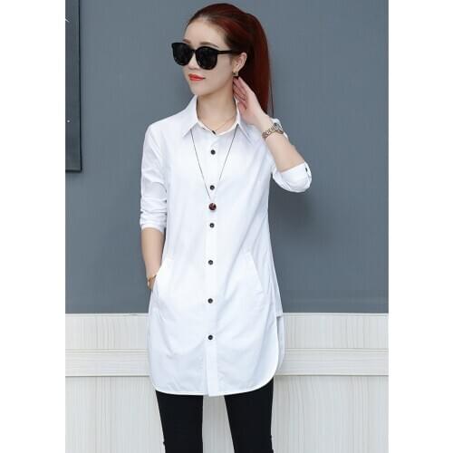 Fashion 2020 New Cotton Shirt Women Winter Thick Long Black Shirts Spring Casual Loose Ladies Tops Blusa Feminina WXF607