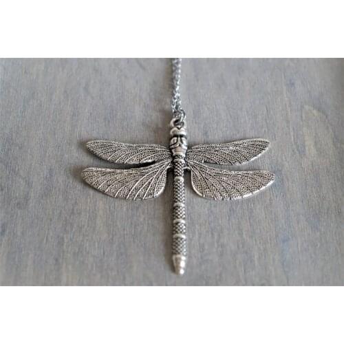 Fashion Large Dragonfly Pendant Long Chain Necklace Boho Long Necklace Good Luck Dragonfly Necklace Womens Gift