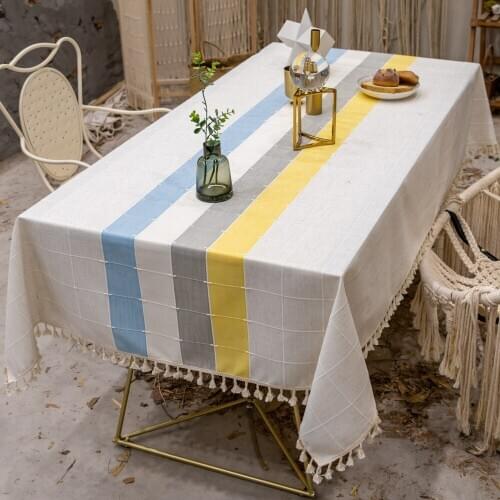 New Simple and Creative Tablecloth European Style Striped Cotton and Linen Dustproof Household Christmas Tablecloth
