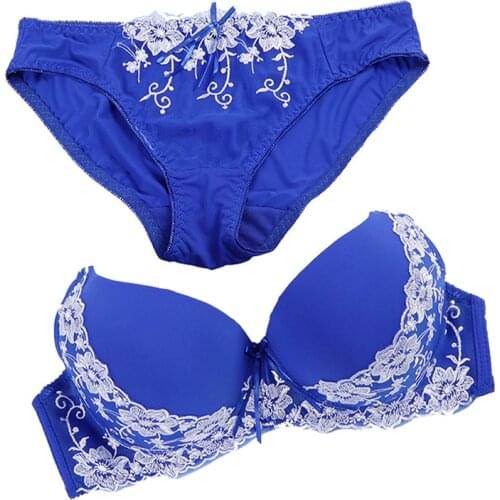 New 2020 Women Lace Underwear Push Up Side Support Plunge Bra and Panty Set Lingerie Plus Size Bras Briefs Sets 36-44 B C D Cup