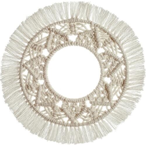 Home Hanging Ornament Handmade Woven Macrame Wall Hanging Round Tapestry Wedding Room Wall Decoration
