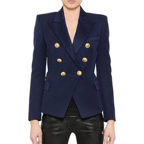 EXCELLENT QUALITY 2020 Stylish Classic Designer Blazer for Women Double Breasted Lion Buttons Blazer Jacket Plus Size S-3XL